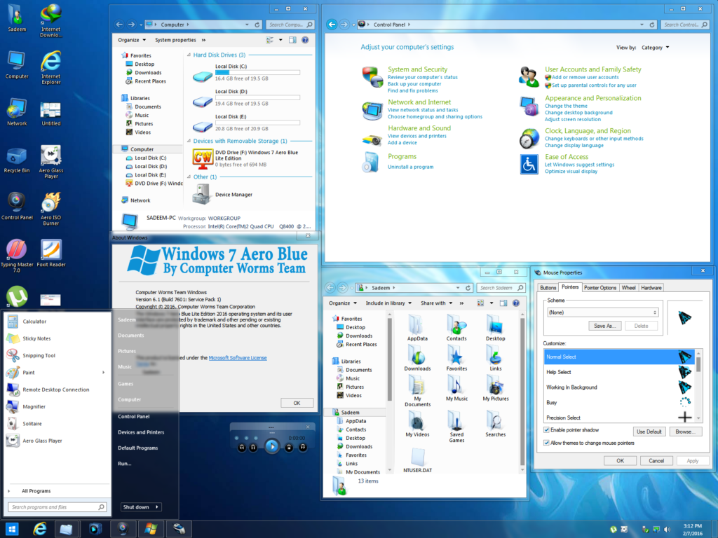 Windows 7 Aero Blue Lite Edition 2016 32 Bit Offline Installer Download