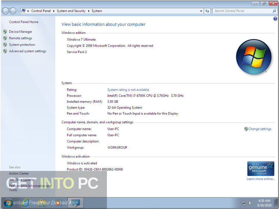 Windows 7 Ultimate 32 64 Bit Updated Aug 2020 Screenshot 5-GetintoPC.com