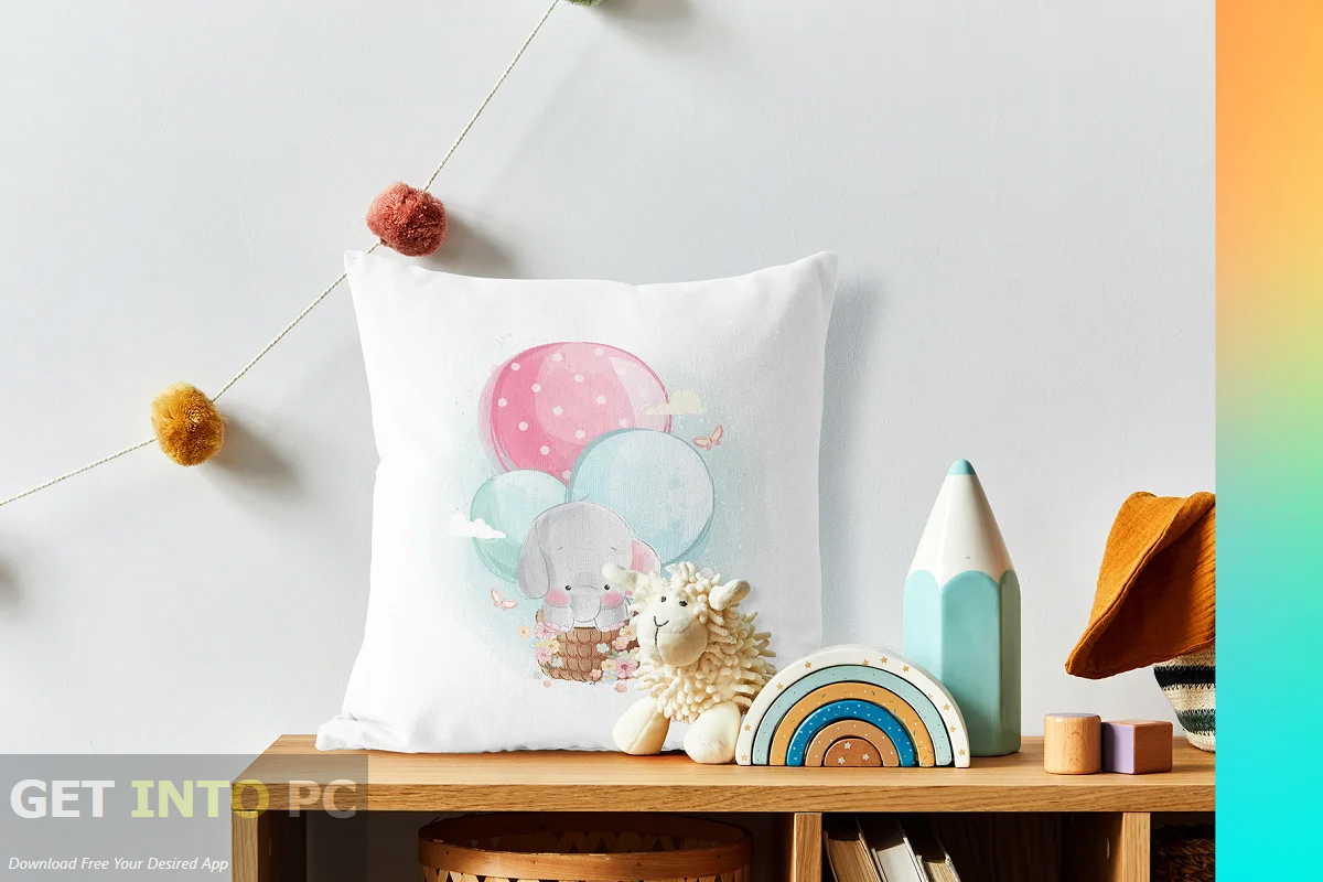 CreativeMarket - Pillows in Kids Room Mock-ups Set [PSD] Offline Installer Download